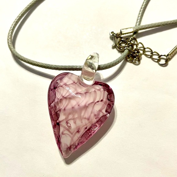 Jewelry - Pink Heart Glass Pendant